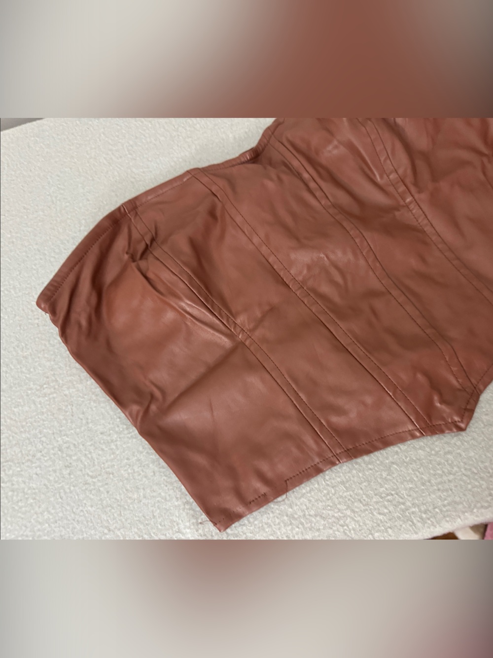 SHEIN Brown faux leather corset NWT size medium - Picture 3 of 6